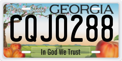 GA license plate CQJ0288