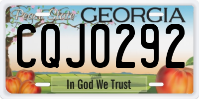 GA license plate CQJ0292