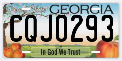GA license plate CQJ0293