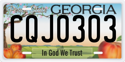 GA license plate CQJ0303