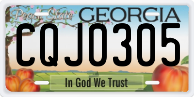 GA license plate CQJ0305