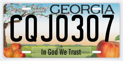GA license plate CQJ0307