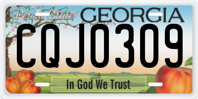 GA license plate CQJ0309