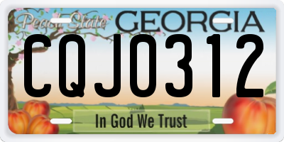 GA license plate CQJ0312