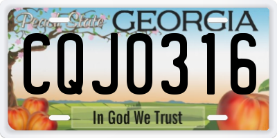 GA license plate CQJ0316