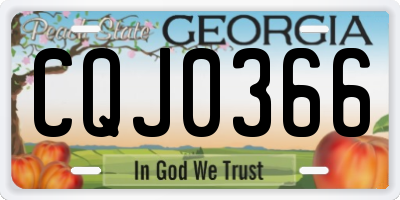 GA license plate CQJ0366