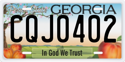 GA license plate CQJ0402