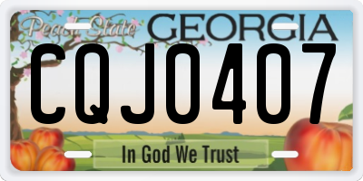 GA license plate CQJ0407
