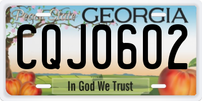 GA license plate CQJ0602