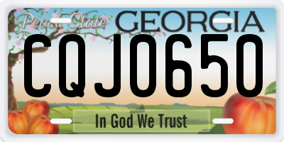 GA license plate CQJ0650