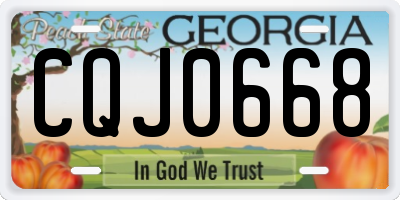 GA license plate CQJ0668
