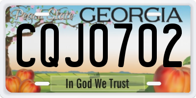 GA license plate CQJ0702