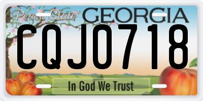 GA license plate CQJ0718