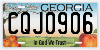 GA license plate CQJ0906