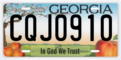 GA license plate CQJ0910