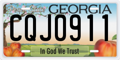 GA license plate CQJ0911