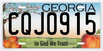 GA license plate CQJ0915
