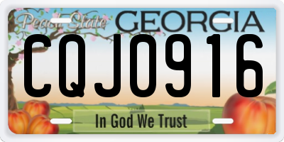 GA license plate CQJ0916