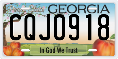 GA license plate CQJ0918