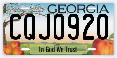 GA license plate CQJ0920