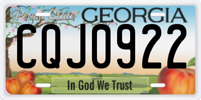 GA license plate CQJ0922