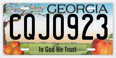 GA license plate CQJ0923