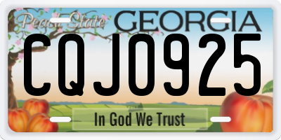 GA license plate CQJ0925