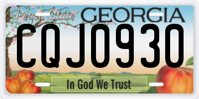 GA license plate CQJ0930