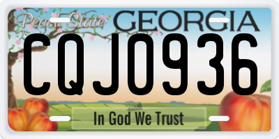 GA license plate CQJ0936