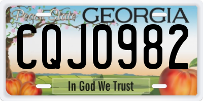 GA license plate CQJ0982