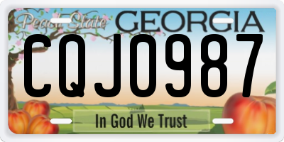 GA license plate CQJ0987