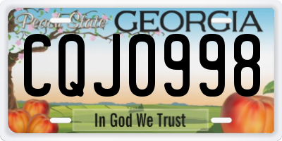 GA license plate CQJ0998