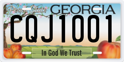 GA license plate CQJ1001