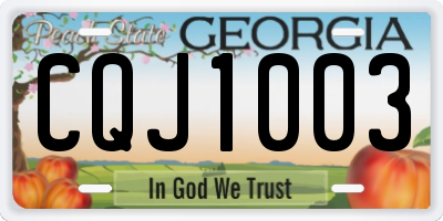 GA license plate CQJ1003