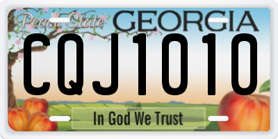 GA license plate CQJ1010