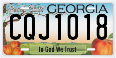 GA license plate CQJ1018