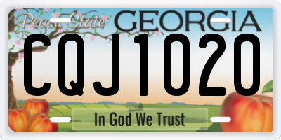 GA license plate CQJ1020