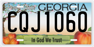 GA license plate CQJ1060