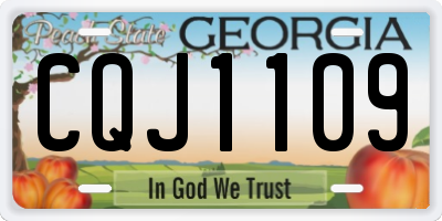GA license plate CQJ1109