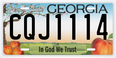 GA license plate CQJ1114