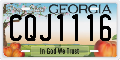 GA license plate CQJ1116