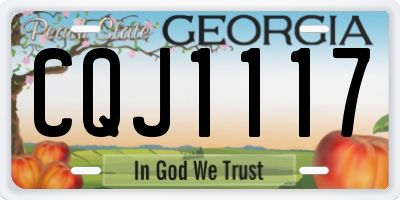 GA license plate CQJ1117