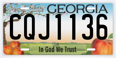 GA license plate CQJ1136