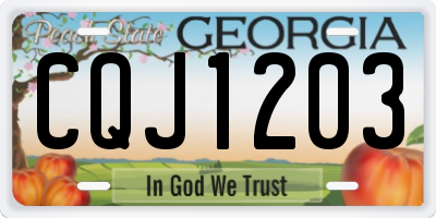 GA license plate CQJ1203