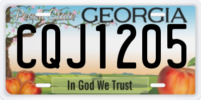 GA license plate CQJ1205