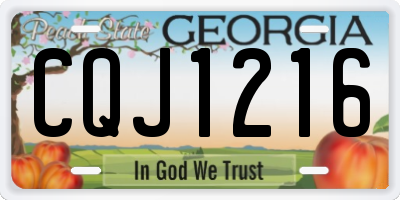 GA license plate CQJ1216