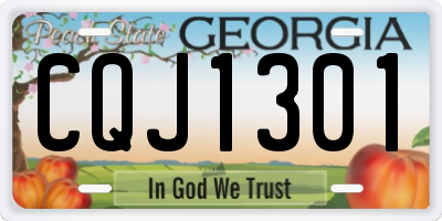 GA license plate CQJ1301