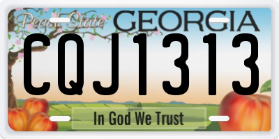 GA license plate CQJ1313