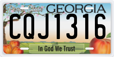 GA license plate CQJ1316