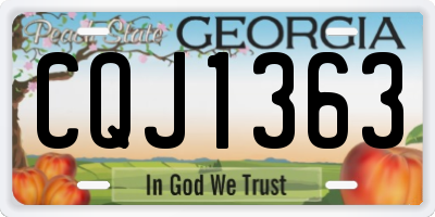 GA license plate CQJ1363